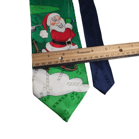 Yule Tie Greetings Hallmark Men Necktie Tie Golfing Santa Holiday Christmas Gift - Picture 4 of 6